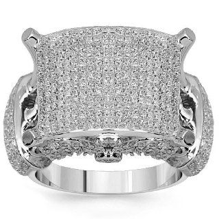 14K White Gold Mens Diamond Pinky Ring 4.49 Ctw   5: Right Hand Rings: Jewelry