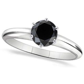 1.25 Carat Natural Black Round Diamond AAA 6 Prong Solitaire Wedding Anniversary Ring 14k White Gold: Black And White Diamonds Earrings: Jewelry
