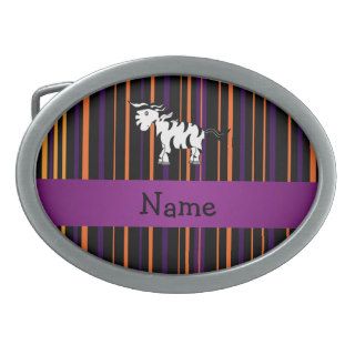 Personalized name zebra halloween stripes belt buckle