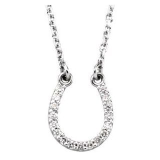 .08 CT TW 14K White Gold Diamond Horseshoe Necklace: Jewelry