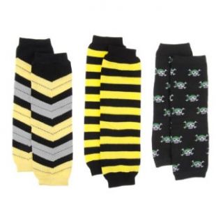 Baby Leggings Set of 3   Bruce's Black and Yellow Chevron, Stripe, Pirate Skull: Infant And Toddler Leg Warmers: Clothing