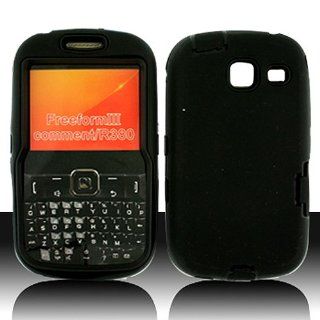 Black Hard Soft Gel Dual Layer Cover Case for Samsung Comment Freeform III 3 SCH R380: Cell Phones & Accessories