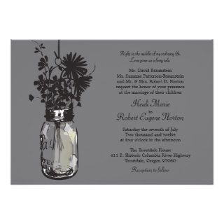 Mason Jar and Wildflowers Wedding Invitations