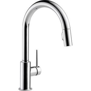 Delta Trinsic Single Handle Pull Down Sprayer Kitchen Faucet in Chrome Featuring MagnaTite Docking 9159 DST
