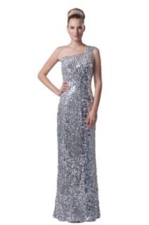 Honeystore Women's One Shoulder Sequin Over Satin Prom Dress at  Womens Clothing store:
