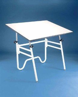 Alvin Home Office Art Drawing Crafting Drafting Hobby Center Opal Table, White Base White Top 36" x 48": Office Products