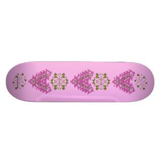 Heart Shaped Pink Flowers Design Skate Board Deck