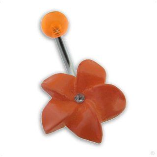 Piercing Navel Ring dangle Flower orange light #402, body jewellery Jewelry