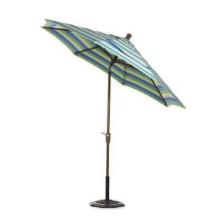 Home Decorators Collection Sunbrella 6 ft. Auto Crank Tilt Patio Umbrella in Seaside Seville Stripe DISCONTINUED 6960320910