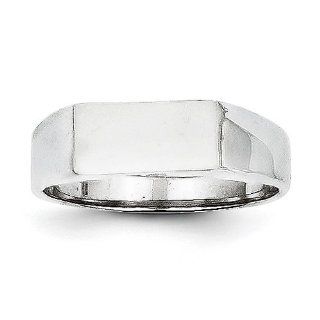 14k White Gold Signet Ring. Gold Weight  3.08g. 5.6mm x 10.1mm face: Jewelry