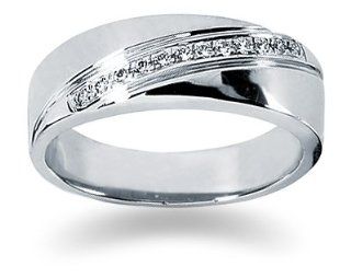 0.12 ctw. Men's Round Diamond Wedding Band in Platinum: SZUL: Jewelry