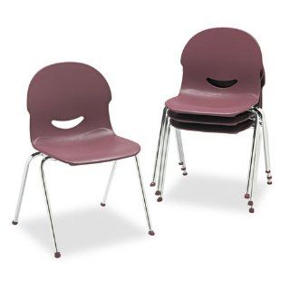 Virco IQ Series Stack Chair, 17 1/2" Seat Height, Wine/Chrome, 4/Carton : Office Products