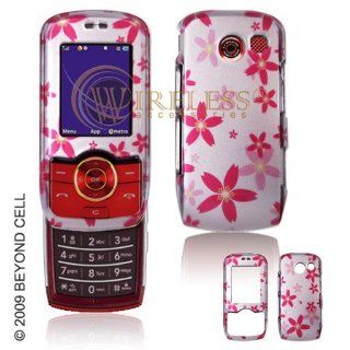 Pink with Red Flower Blossoms Design Transparent Snap On Cover Hard Case Cell Phone Protector for LG Lyric MT375 MT 375: Cell Phones & Accessories