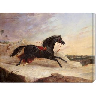 John Frederick Herring 'Arabs Chasing a Loose Arab Horse In An Eastern Landscape' Stretched Canvas Art Canvas