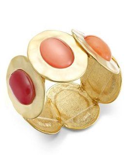 Style&co. Bracelet, Gold Tone Orange Cabochon Hammered Stretch Bracelet: Style&co.: Jewelry