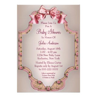Pink Roses Baby Girl Shower Invitations