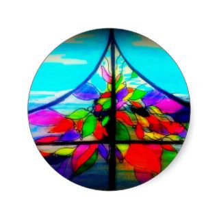 Stained glass at the Beach House in Cardiff Round Stickers