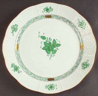 Herend Chinese Bouquet Green (Av) Dinner Plate, Fine China Dinnerware   Embossed