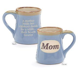 Mom Porcelain Blue Coffee Tea Mug Cup 18oz Gift Box Holds Childs HandsHearts: Kitchen & Dining