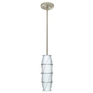 Suzi One Light Stem Mount Mini Pendant with Flat Canopy Finish: Satin Nickel, Glass Shade: Opal Cage B   Ceiling Pendant Fixtures  