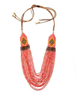 Tribal Layered Necklace, Pink Mix