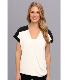 Calvin Klein S/S Faux Wrap Top Womens Short Sleeve Pullover (White)
