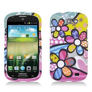 Pink Blue Flower Hard Cover Case for Samsung Galaxy Express SGH I437: Cell Phones & Accessories