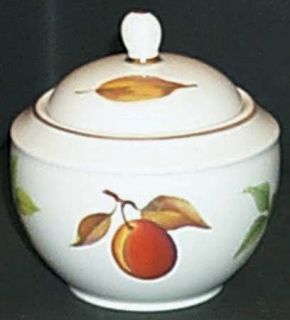 Royal Worcester Evesham Gold (Porcelain) Sugar Bowl & Lid, Fine China Dinnerware