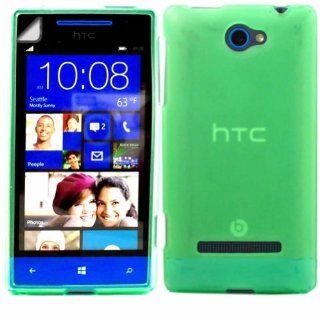 Gel Case Cover Skin And LCD Screen Protector For HTC Windows Phone 8S / Green: Cell Phones & Accessories