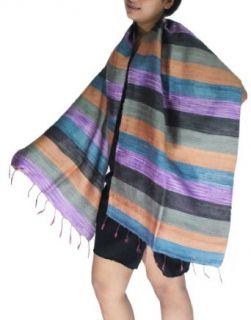 Genuine Thai 100% Silk Scarves 27"x67" Vintage Hand Woven Shawl Wrap TSM406 at  Womens Clothing store: Fashion Scarves