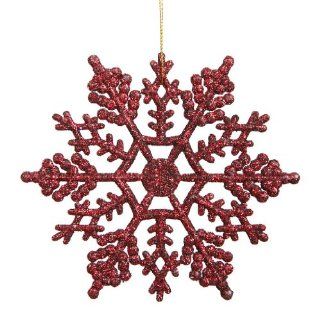 Vickerman 23551   6.25" Burgundy Glitter Snowflake Christmas Tree Ornament (12 pack) (M101505): Home Improvement