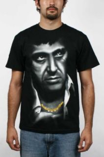 Scarface   Airbrush Face Mens T Shirt In Black, Size: Small, Color: Black: Clothing