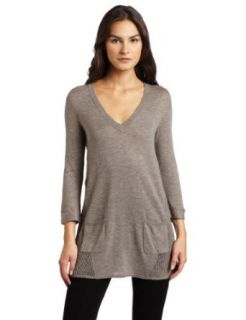 Ella Moss Women's Adeline V Neck Tunic Sweater, Wheat, Small at  Womens Clothing store: Pullover Sweaters