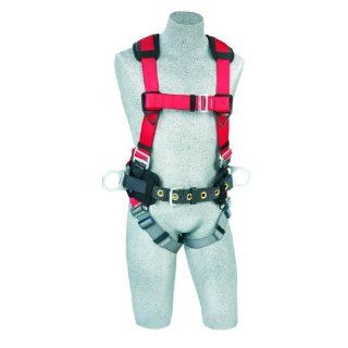 Protecta PRO, 1191226 Fall Protection Full Body Harness, Back And Side D Rings and Pass Thru Legs, 420 Pound Capacity, Small, Red/Gray   Fall Arrest Safety Harnesses  