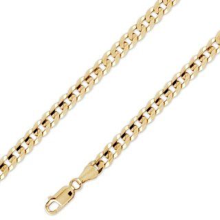 10K Solid Yellow Gold Flat Curb Cuban Chain Necklace 5.9mm 18": IceNGold: Jewelry