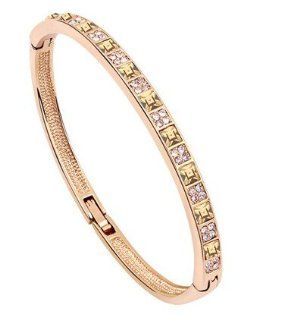 Charm Jewelry Swarovski Crystal Element 18k Rose Gold Plate Golden Shadow Square Shaped Noble Elegant Fashion Bangle Bracelet Z#436 Zg505fef66b2cda: Jewelry