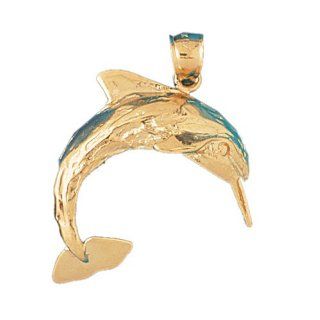 14K Gold Charm Pendant 6.3 Grams Nautical>Dolphins438 Necklace: Jewelry