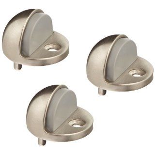 Rockwood 441.15 Brass Floor Mount Low Dome Stop, #12 X 1 1/2" FH WS Fastener with Plastic Anchor and 12 24 x 1" FH MS Fastener with Lead Anchor, 1 7/8" Base Diameter x 1/4" Base Length, Satin Nickel Plated Clear Coated Finish: Industria