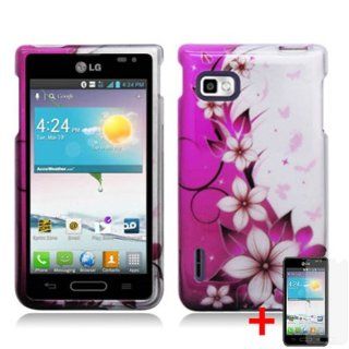 LG OPTIMUS F3 MS659 PURPLE SILVER FLOWER COVER SNAP ON HARD CASE + SCREEN PROTECTOR from [ACCESSORY ARENA]: Cell Phones & Accessories