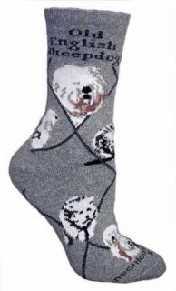 Wheel House Designs Women's Old English Sheepdog Socks 9 11 Gray: Clothing