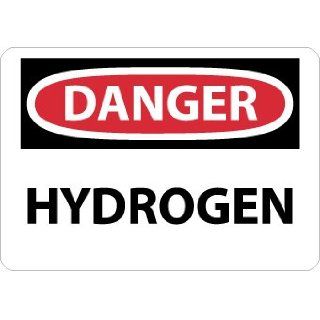 NMC D447AB OSHA Sign, Legend "DANGER   HYDROGEN", 14" Length x 10" Height, 0.040 Aluminum, Black/Red on White: Industrial Warning Signs: Industrial & Scientific