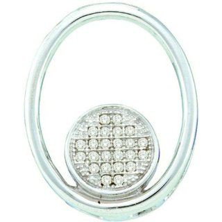 0.07 Carat (ctw) 10k White Gold Round White Diamond Ladies Micro Pave Circle Pendant: Jewelry