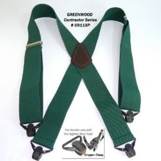 Heavy Duty Greenwood Green Work Suspenders w/ Gripper Clasps at  Mens Clothing store