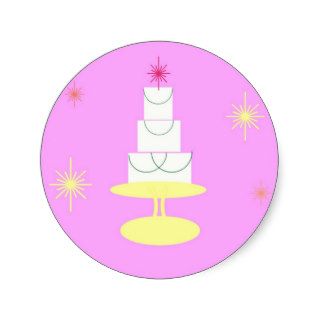 Pretty Pink Retro Cake Round Sticker