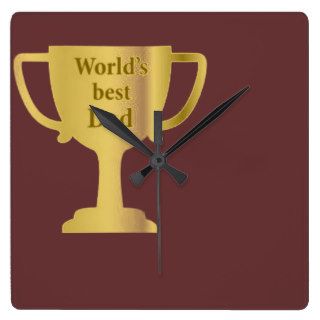 Gold Cup World's Best Dad Square Wall Clocks