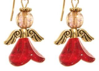 Zadkiel Angel Earrings   Goldplated Surgical Steel: Dangle Earrings: Jewelry