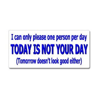 I Can Only Please One Person Per Day Today Is NOT Your Day Tomorrow Doesn't Look Good Either   Window Bumper Sticker: Automotive