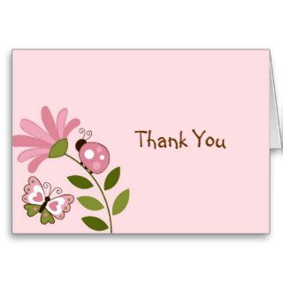 Spring Ladybug Butterfly Thank You Note Cards