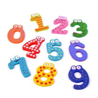 Funny Wooden Cartoon Fridge Magnet 0 9 Numbers Set Toy Safety for Baby Kids: Toys & Games