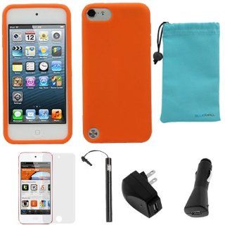 BIRUGEAR 6 Items Essential Accessories Bundle kit for Apple iPod Touch 5, iPod Touch 5G, 5th Generation MP3 Player   Orange Silicone Case Cover included : MP3 Players & Accessories